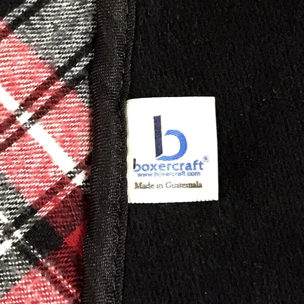 Boxercraft Everest Blanket Lil Monsters 6 Red Black White Tartan Plaid 48